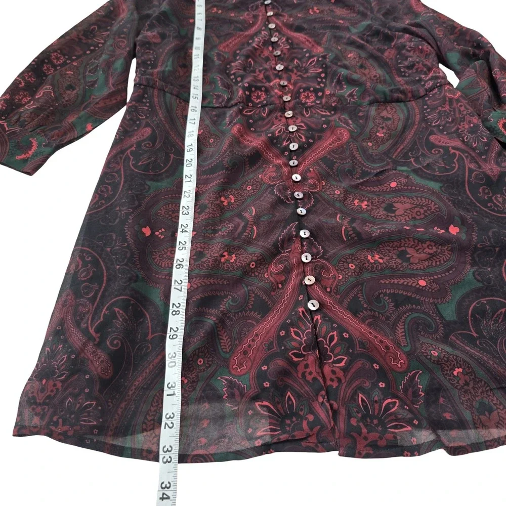 eShakti Wayward Fancies Paisley Shirt Dress Tie Waist Boho No Size Tag‎